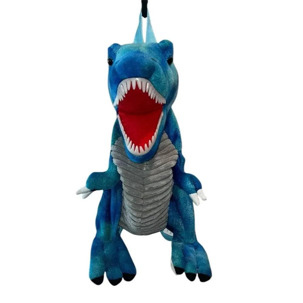 Blue T-Rex Dinosaur Plush Backpack Kids Mini Backpack Stuffed Animal Bag